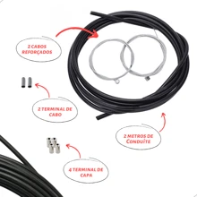 Kit Cabos Capas 2m + Terminal Para Bicicleta Bike Motorizada - Preto - Visão 5