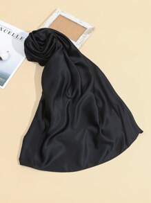 Elegant 1pc Women's Solid Color Matte Satin Scarf, All Seasons Fashionable Sunscreen Warm Shawl For Daily Commute Or Street Wear With Head Wrap - Multicolor - View 25