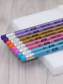 12 chiếc bút chì nhựa hình tam giác HB, màu sắc ngẫu nhiên, để viết và sửa - Nhiều màu - Xem 4