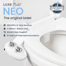 LUXE Bidet NEO 185 - Self-Cleaning, Dual Nozzle, Non-Electric Bidet Attachment For Toilet Seat, Adjustable Water Pressure, Rear And Feminine Wash (Blue, White, Rose Gold, Pearl Gray) - 白色 - 查看 2