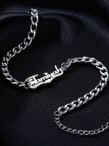 Custom Name Anklet, Unisex Fashionable Hip Hop Stainless Steel  Chain Adjustable Bracelet, Personalized Five-Pointed Star & Letter Detail Nameplate Pendant Anklet Jewelry For Women, Gift