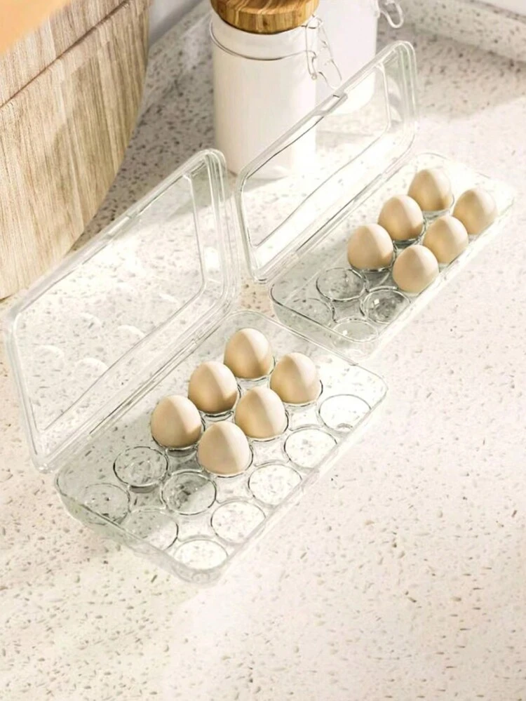 Lot De 2 Plateaux à Œufs Transparents 8 Compartiments - Porte-Œufs Réfrigérateur Avec Grilles Individuelles, Rangement Anti-Choc Pratique Et Gain De Place