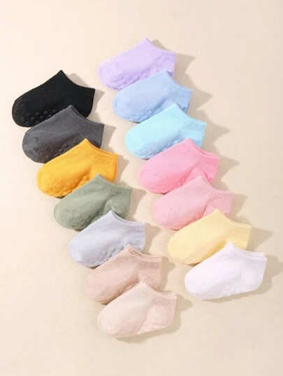 14 双时尚防滑点胶婴儿袜，适合夏季，适合 0 - 3 岁婴幼儿 - 透气新生儿袜子和幼儿袜子，让您步履凉爽安全