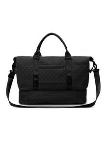 ZHUCHAO 黑色二件式輕便旅行袋裝組，大容量運動健身收納袋，攜帶方便的週末旅行袋及化妝包 - 黑色 - 查看 8