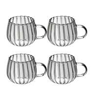 1/2/4/6 Stück - 400ml gestreifte Glastasse mit Henkel - hitzebeständig, mikrowellengeeignet, transparente Kürbis gestreifte Glastasse für Kaffee, Saft, kalte Getränke Schulanfang