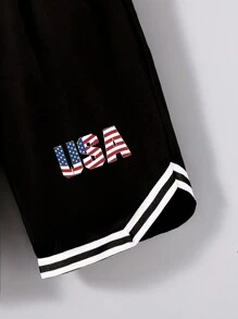Tween Boy Sportswear Two-Piece Set, Casual And Versatile USA Letter Print Set, Suitable For Older Children