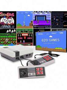 Consola de juegos retro clásica, salida AV,Mini Consola De 620 Juegos retro TV de 8 bits para recordar tu infancia Consola de juegos retro clásica, salida AV, sistema de videojuegos NES de 8 bits, 620 juegos integrados con 2 controladores clásicos