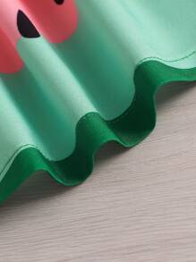 嬰兒女孩2入組休閒風格西瓜印花肩帶連身裙和帽子套裝，夏季款 - 彩色 - 查看 6