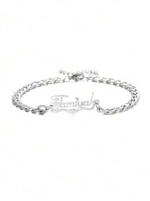 Custom Name Anklet, Unisex Fashionable Hip Hop Stainless Steel  Chain Adjustable Bracelet, Personalized Five-Pointed Star & Letter Detail Nameplate Pendant Anklet Jewelry For Women, Gift