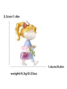 1入時尚手袋造型胸針，適合女性日常穿搭 - 拎包小女孩 - 查看 5