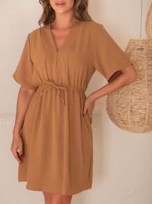 Women Dresses - 棕色 - 查看 1