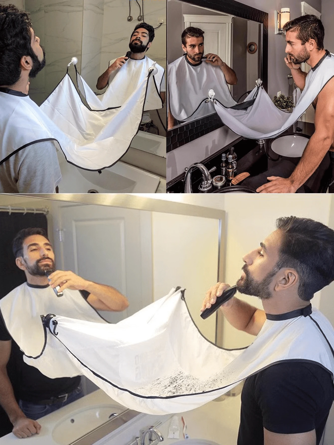 Beard Trimming Bib, Men Facial Hair Catcher, NonStick Beard Apron