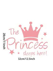 Crown PRINCESS English Bedroom, Porch Background, Home Decoration Wall Sticker,Cute Pink Princess Pattern Waterproof Wall Decal For Kids