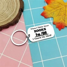 1 llavero de acero inoxidable, Regalo para amantes de la lectura, Regalo para los amantes de los libros y Accesorios de clubes de lectura - Plateado - Ver 4