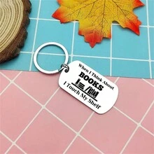 1 llavero de acero inoxidable, Regalo para amantes de la lectura, Regalo para los amantes de los libros y Accesorios de clubes de lectura - Plateado - Ver 2