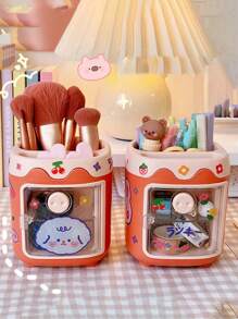 1 pièce Porte-crayon compartimenté multi-usages en forme de cochon créatif et mignon pour les étudiants, avec des autocollants aléatoires. Retour à l'école, trousse à crayons, étui à crayons, sac d'école