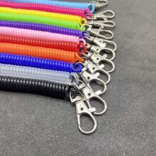 1pc Plastic Spring Coil Wristlet Keychain Retractable Anti-Lost Key Chain With Spring Rope Gift Souvenir Car Accessories Bag Charm School Cute Goth Y2k - Multicolor - View 3