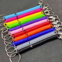 1pc Plastic Spring Coil Wristlet Keychain Retractable Anti-Lost Key Chain With Spring Rope Gift Souvenir Car Accessories Bag Charm School Cute Goth Y2k - Multicolor - View 2