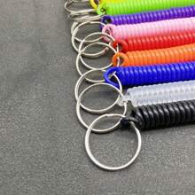 1pc Plastic Spring Coil Wristlet Keychain Retractable Anti-Lost Key Chain With Spring Rope Gift Souvenir Car Accessories Bag Charm School Cute Goth Y2k - Multicolor - View 4