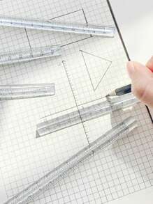 1 pieza Regla transparente simple de tres prismas, regla de dibujo sin impresión para estudiantes, regla tridimensional de escala para exámenes y oficina, útiles escolares, artículos de papelería kawaii - Multicolor - Ver 6