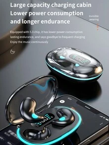 True Wireless 5.3 In-Ear Sleeping Confortable Headset Music Earbuds Video TWS HIFI Bass 9D Stereo HD Calling Earphones For Android Compatible With Iphone Cellphone Sport Earpieces Smart Headphones - Blue - View 7