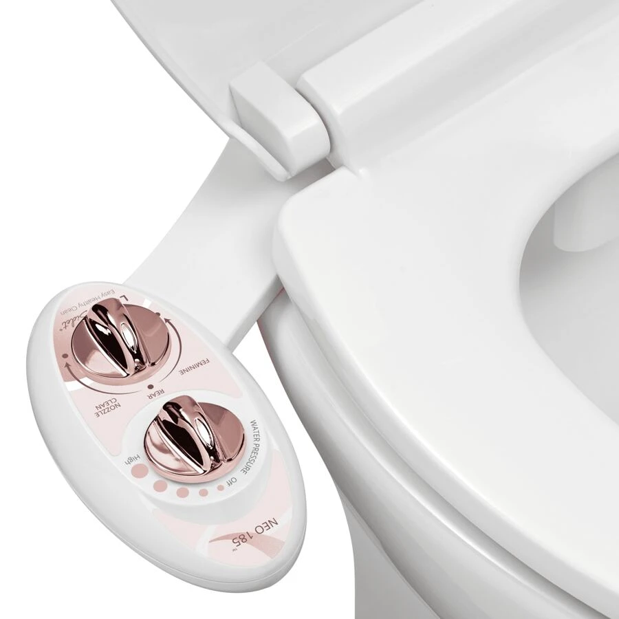 LUXE Bidet NEO 185 - Self-Cleaning, Dual Nozzle, Non-Electric Bidet Attachment For Toilet Seat, Adjustable Water Pressure, Rear And Feminine Wash (Blue, White, Rose Gold, Pearl Gray) - 玫瑰金 - 查看 1