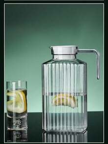 1pc Thick Plastic PC Cold Water Pitcher, High Temperature Resistant Acrylic Pitcher For Home, Restaurant And Hotel Use - Clear - View 3