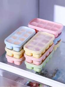 1pc Silicone Ice Cube Tray With Soft Bottom, Press-Type Homemade Square Ice Maker, Freezer Box With Lid, DIY Ice Box For Home Use,Ice Cube,Party,Travel,Wedding,Birthday,Graduation,Bachelorette Party,Bachelorette,Kitchen,Kitchen Items,Storage,Decor,Outdoor. - Multicolor - View 9