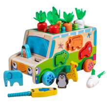 1套多功能农场早教车益智胡萝卜拉扯玩具动物造型配对玩具节日生日礼物房间装饰 - 彩色 - 查看 9