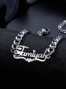 Custom Name Anklet, Unisex Fashionable Hip Hop Stainless Steel  Chain Adjustable Bracelet, Personalized Five-Pointed Star & Letter Detail Nameplate Pendant Anklet Jewelry For Women, Gift