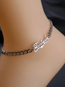 Custom Name Anklet, Unisex Fashionable Hip Hop Stainless Steel  Chain Adjustable Bracelet, Personalized Five-Pointed Star & Letter Detail Nameplate Pendant Anklet Jewelry For Women, Gift