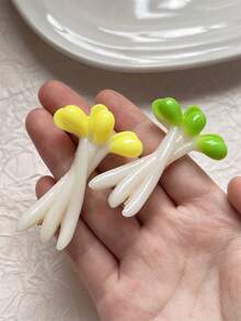 2入組女士模擬豆芽髮夾，可愛鱷魚夾心型少女髮夾套裝 - 彩色 - 查看 7