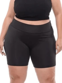 Plus Size Shorts - 黑色 - 查看 1