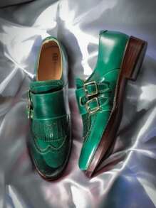 SHEIN MOCASINES DE DAMA LOAFERS OXFORDS MUJER ZAPATOS DE PISO MODA - Verde militar - Ver 1