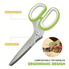 1pc 5 Blade Kitchen Herb Shears - Perfect For Chopping Basil, Chive, Parsley And More - Easy To Use And Durable - Green - View 8
