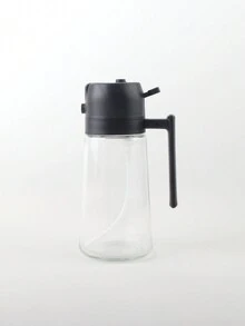 1入組玻璃油噴槍烹飪用，燒烤用，廚房和燒烤用，油醋調味瓶，醬油瓶，油盒，帶不銹鋼漏斗 - 黑色 - 查看 1