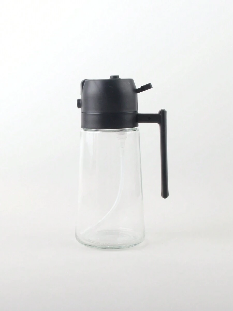 1入組玻璃油噴槍烹飪用，燒烤用，廚房和燒烤用，油醋調味瓶，醬油瓶，油盒，帶不銹鋼漏斗 - 黑色 - 查看 1