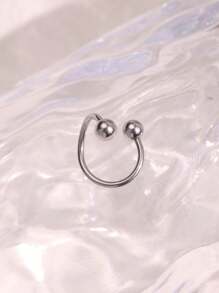 1pc Stainless Steel Conical Lip Ring Piercing Jewelry For Women - Silver - View 11