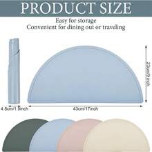 1入/2入組嬰兒硅膠餐墊，防滑兒童餐墊，便攜式餐桌墊，有3種顏色（灰色，藍色，磚紅色）