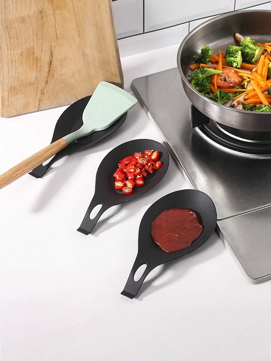 1pc Silicone Spoon Mat, Kitchen Spoon Rest, SpoonShaped Silicone