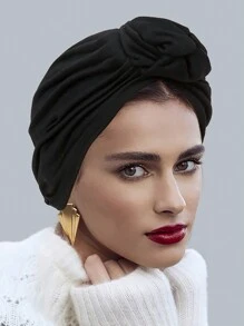 1pc New Fashion Turban Hat, European And American Style Headwrap Hat - A - View 16