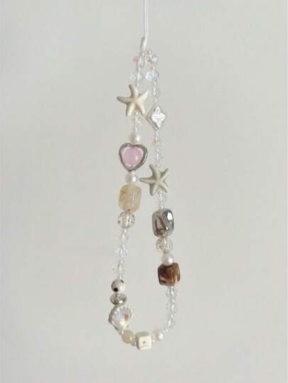 INS Style Island Sweetheart Phone Strap, Beaded Camera Chain Charm, Random Color Individual Beads Gifts For Mother, Family, Friends, Birthday, Holiday Phone Charm, Phone Chain