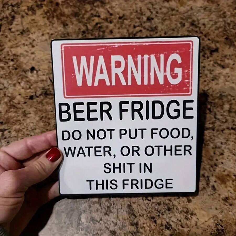 1pc Funny Fridge Magnet With Warning Sign Design, Interesting Refrigerator Beer Magnet, Holiday & Home Decoration - Multicolor - View 1