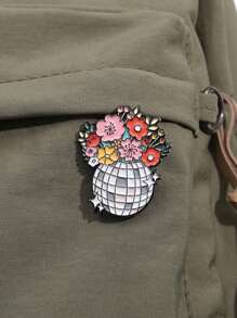1 pièce Broche à émail Floral Disco Ball, Broches de fleurs personnalisées de broches d'étoiles, Badges de revers de dessin animé, Bijoux musicaux Cadeaux pour les fans et les amis