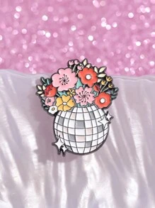 1 pièce Broche à émail Floral Disco Ball, Broches de fleurs personnalisées de broches d'étoiles, Badges de revers de dessin animé, Bijoux musicaux Cadeaux pour les fans et les amis