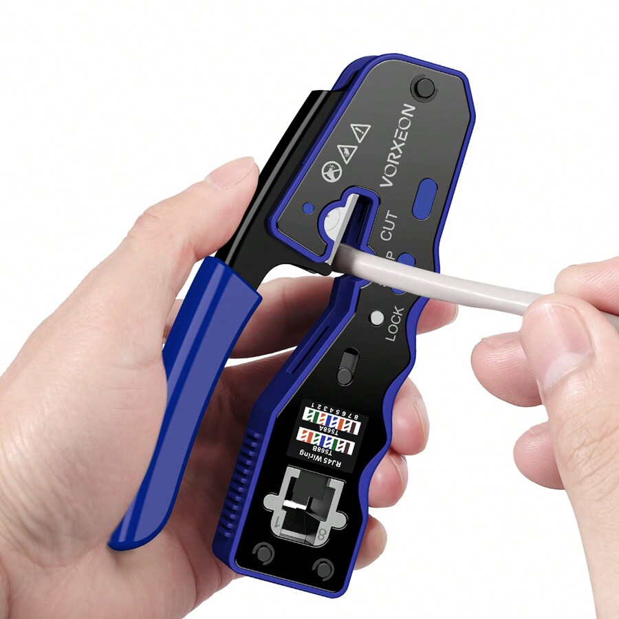 RJ45 Crimp Tool Kit Cat 6 Crimping Tool Pass Through RJ45