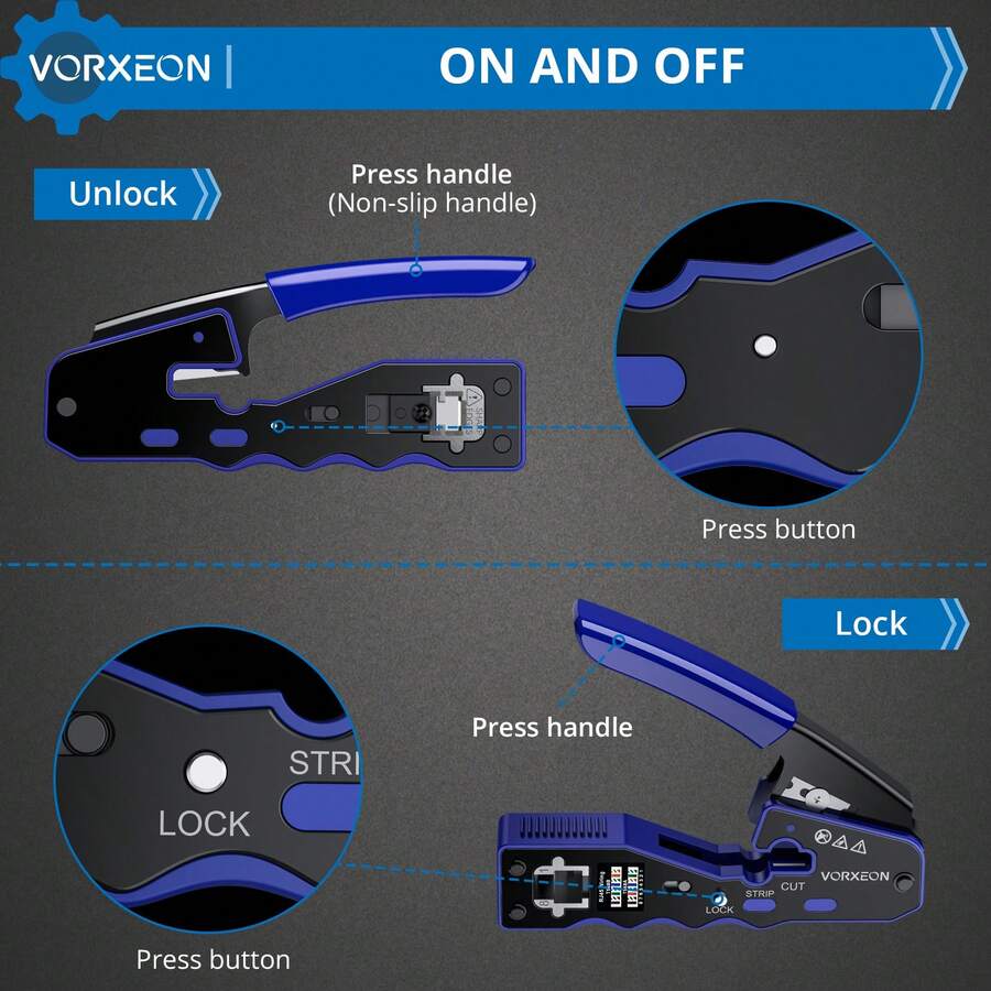 RJ45 Crimp Tool Kit Cat 6 Crimping Tool Pass Through RJ45