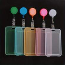 Set de porta tarjetas transparente con carrete de insignia retráctil, clip y llavero, adecuado para tarjetas de identificación de estudiantes/profesores, tarjeta llave, licencia de conducir