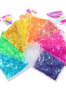 10g/Bag Holographic Nail Glitter Flakes Sparkly 3D Asymmetrical Shiny Sequins Nails Supplies Polish Manicure Nail Art Decorations DIY Nail Charms Nail Gems