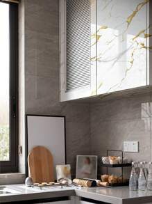 1pc White Marble Pattern Self-Adhesive Tile Sticker For Kitchen, Nordic Style Waterproof & Oilproof Countertop Sticker, Cabinet & Drawer Stain Resistant Wallpaper,Stickers,Wall Decal, Vinyl Decal For Home Decorations,Spring Decoration Items Refresh Your Home,Rama Decoration Stickers Gifts Birthday Graduation - White Gold - View 10